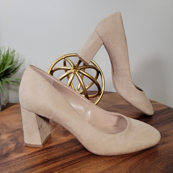 Kelly & Katie Liya Beige Block Heel Pumps Size 6.5 - Picture 3 of 17